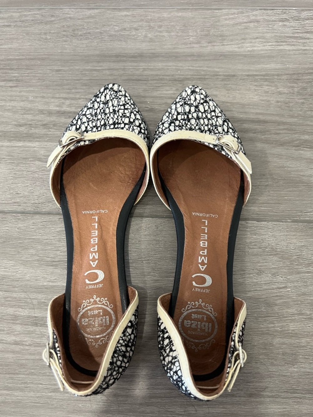 Jeffrey Campbell Black & Cream Pointed D'Orsay Flats